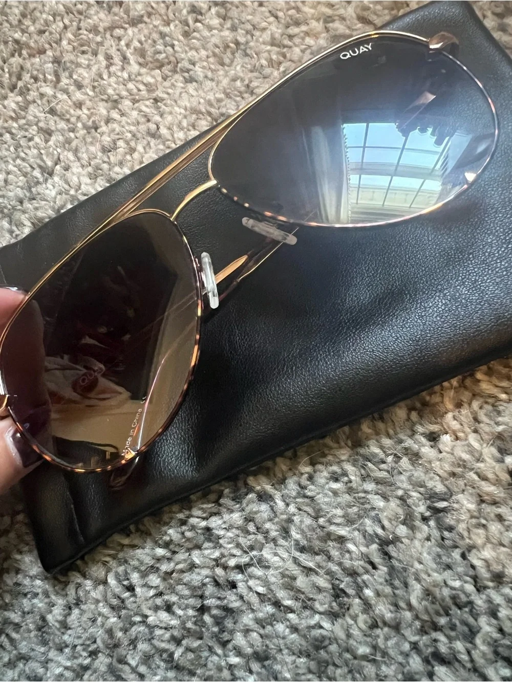 Quay High Key Aviator Sunglasses with Black Gradient Lenses